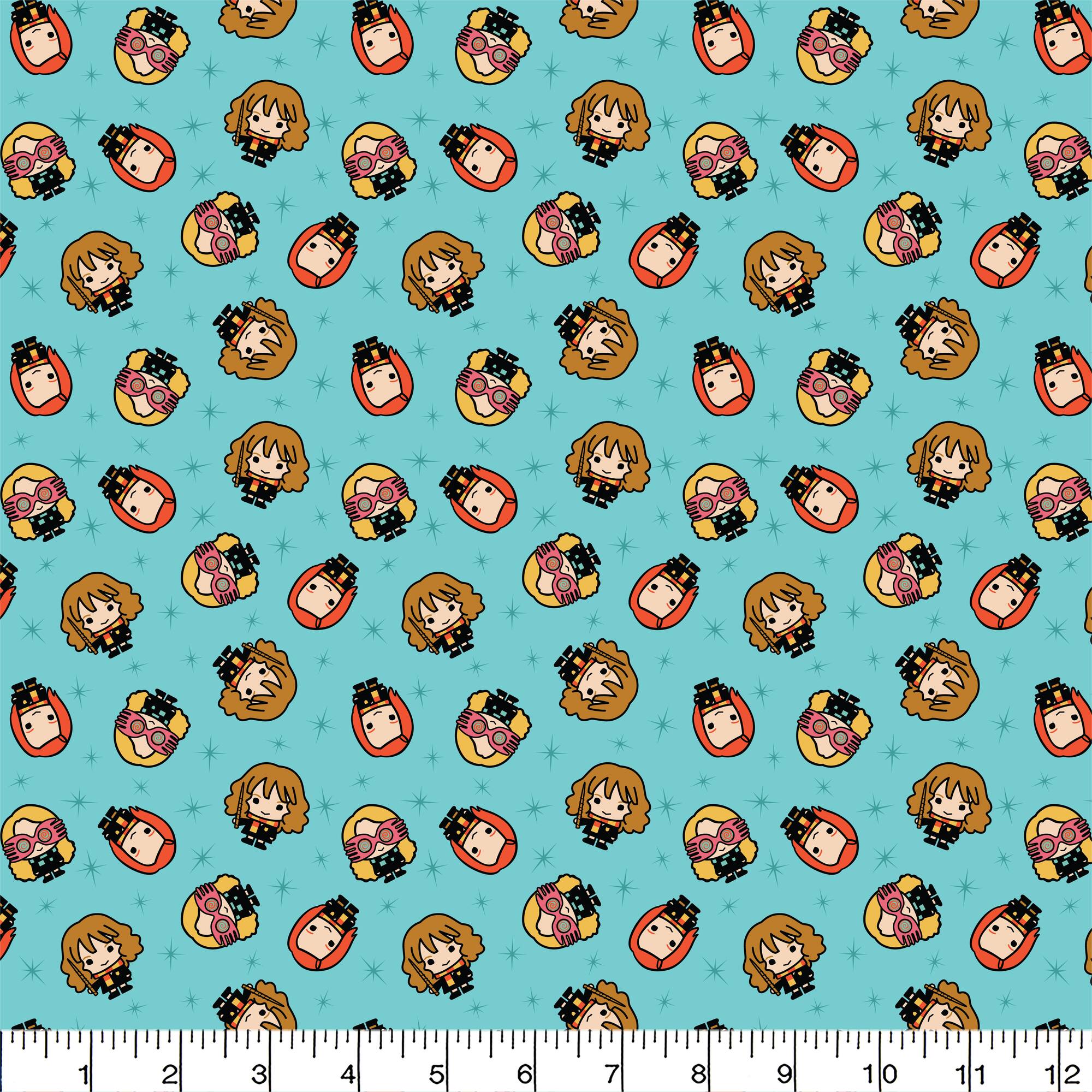 Harry Potter™ Aqua Kawaii Girls Toss Cotton Fabric
